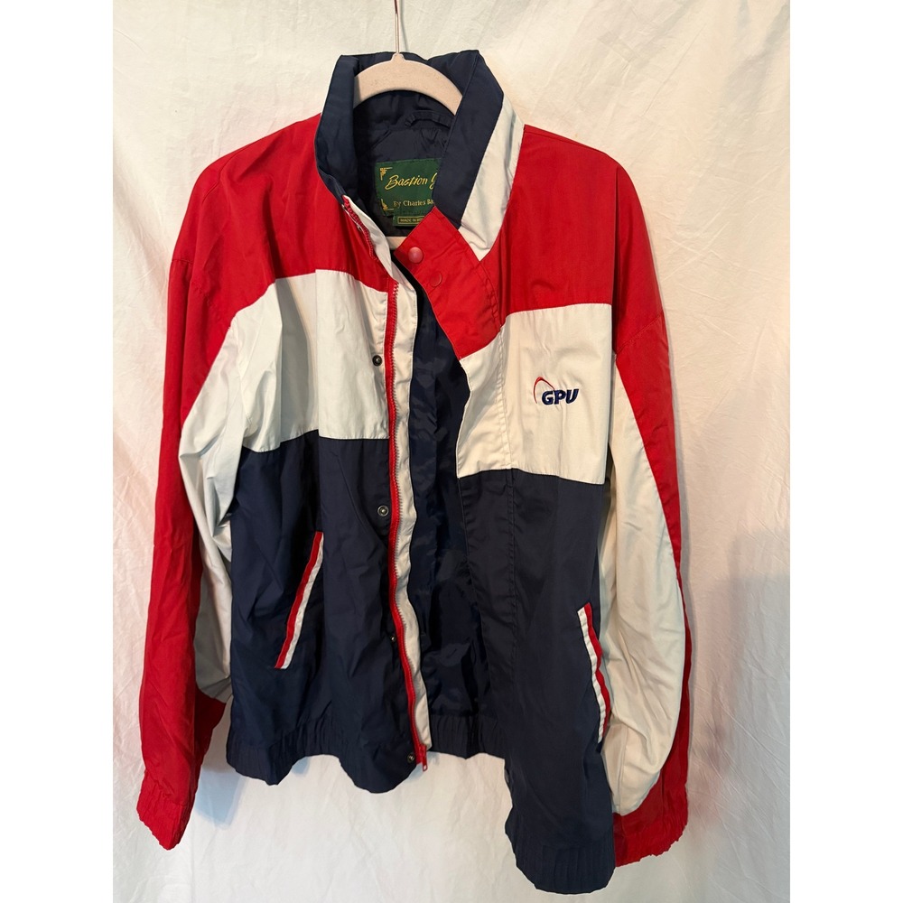 Vintage Bastion Golf GPU Colorblock Windbreaker Jacket Red White Blue Large